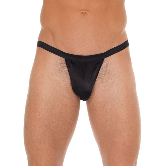 Mens Black GString With Black Pouch