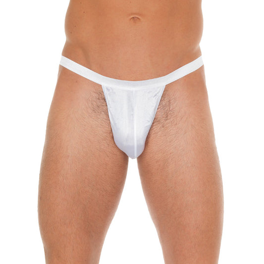 Mens White GString With Small White Pouch