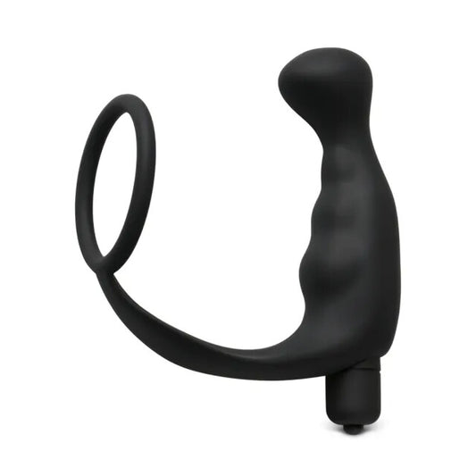 Black Silicone Anal Plug Vibrator with Cock Ring