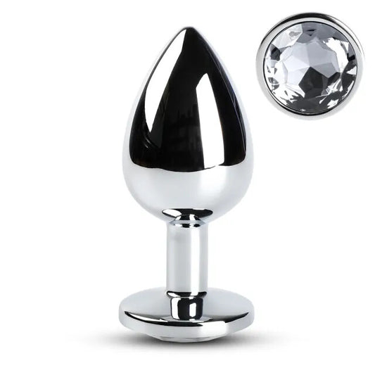 Large Metal Anal Plug With Clear Crystal